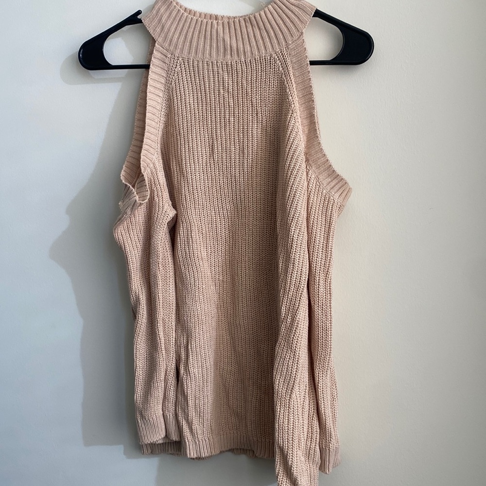 Shoulder-less long sleeve sweater